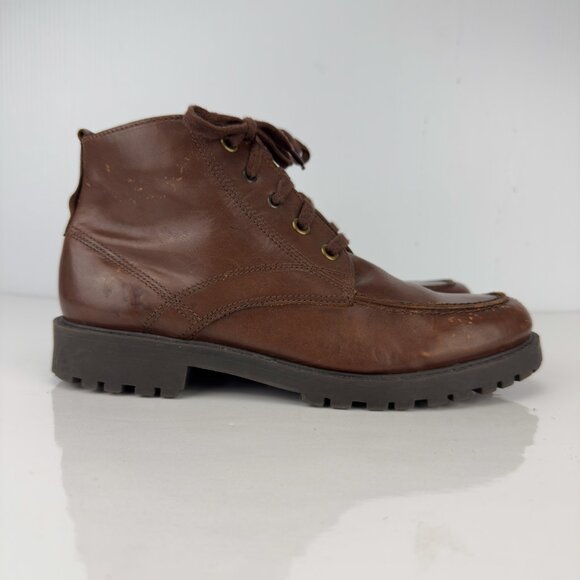 COLORADO Brown Leather Moc-Toe Lug Sole Lace‎ Up Ankle Boots Size 7M - Picture 4 of 10